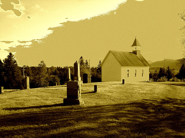 Vieux cimetière / Old cemetery -  Arundel, Québec - CANADA. 23-05-2010- Sepia photofiltré