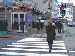 Blonde Frascati en bottes à talons hauts / Frascati Danish blond in high-heeled boots - Copenhagen / Copenhague.  October 20th 2008 - Postérisation