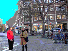 La Dame blonde Rikstelefon avec lunettes et bottes sexy / Rikstelefon Blond mature Lady with glasses in jeans and flat sexy Boots - Ängelholm  / Suède - Sweden.  23-10-2008- Postérisation
