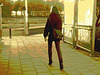 Young sexy Lady in pending straps high-heeled boots with tight jeans /  Jeune Suédoise en bottes de cuir à talons hauts aux courroies pendantes - Ängelholm / Suède - Sweden. 23 octobre 2008- Sepia postérisé