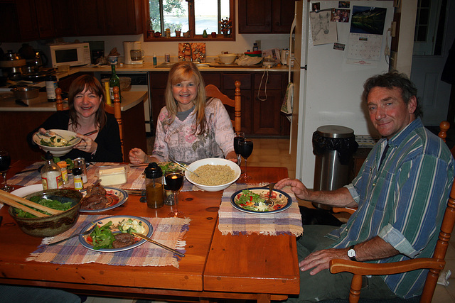 Enjoying Elk Steak and Wild Caught Trout, with Heather and Colin