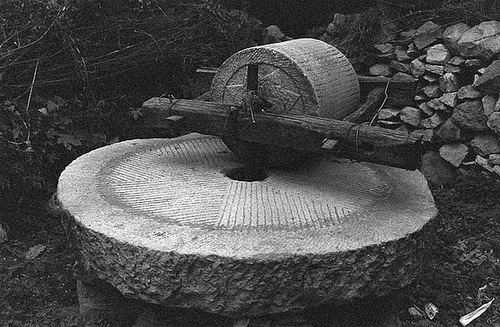 Traditional stone mill grinder in rural China