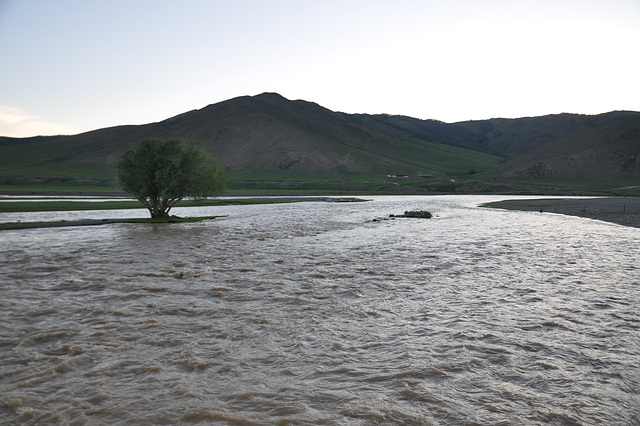 Vesperiĝas sur la rivero