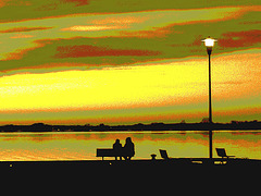 Coucher de soleil / Sunset   - Ville de Lery, Québec. CANADA - 25-04-2010- Sepia postérisé