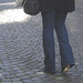 Blonde SEB en bottes à talons hauts cachés / SEB Swedish blond Lady in hidden high-heeled Boots footwears - Ängelholm  / Suède - Sweden.  23-10-2008