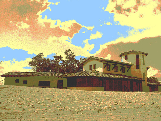 Maison de plage / Beach house - Varadero, CUBA.  3 Février 2010 - Sepia postérisé avec bleu photofiltré