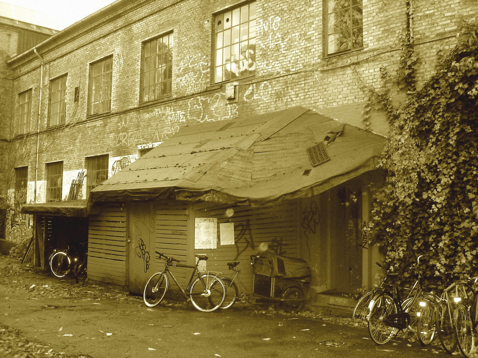 Le bâtiment Deck  /  The Deck building - Christiania / Copenhague - Copenhagen.  26 octobre 2008 - Sepia