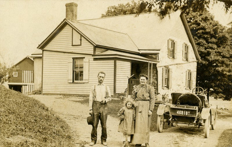Family Photo with House and Auto