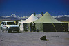 Restaurant tent and the Himalaya mountain range