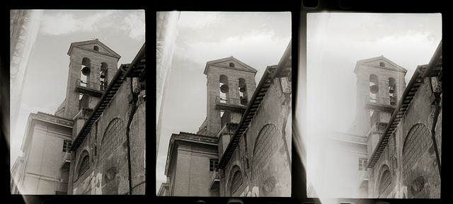 Bell tower with light leaks