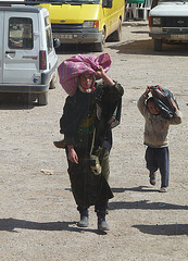 Berber Mother and Child Bringing Home the Shopping
