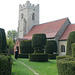 borley church,  essex, c16 tower, c11 nave. great topiary, locked church