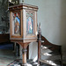 belchamp walter church, essex, c19 pulpit painted 1865 by g.w.brownlow with 4 evangelists