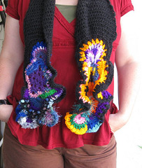 Freeform crochet scarf