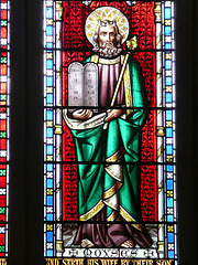 belchamp walter church, essex, moses in mid c19 glass by wailes