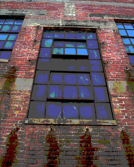 Antique market window / Fenêtre du marché d'antiquités - Bastrop, Louisiana. USA - 8 juillet 2010 - Postérisation