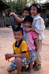 Playing kids in Baan Koog, Na Haew