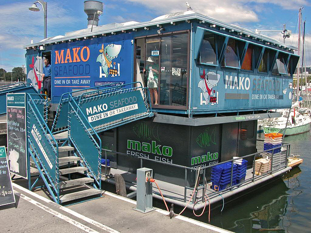 Floating restaurant in Hobart's harbor