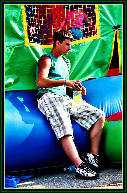 Trampoline Attendant with Gatorade