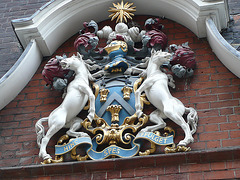 innholders' hall, london,1886 arms of this city livery company with white horse supporters