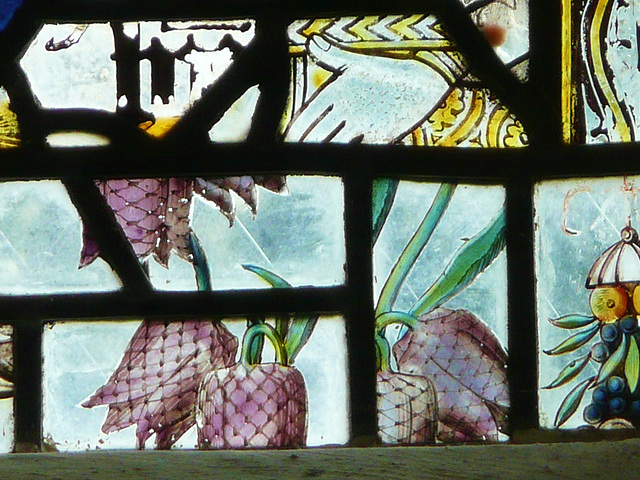 yarnton church, oxon, c17 fritillary glass