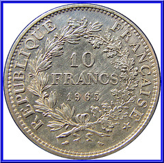 10 Francs Hercule 1965 Envers