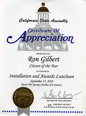 Assemblymember Manuel Perez Certificate of Appreciation
