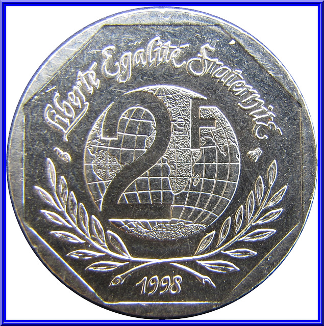 2 Francs Commémorative René Cassin 1998 Envers