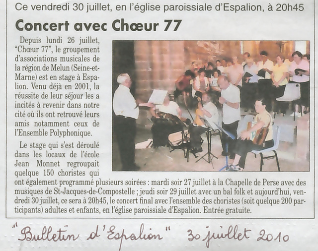 Choeur77 - Espalion 2010