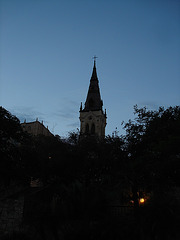 Church tower by the night / Clocher de soir - San Antonio, Texas. USA - 29 juin 2010- Photo originale