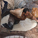 Tannery Worker in a Vat of Dye