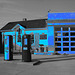 Pocomoke city info.center / Pocomoke, Maryland. USA - 18 juillet 2010 - N & B avec bleu photofiltré