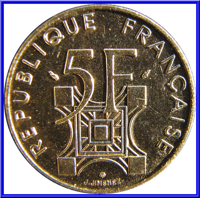 5 Francs Commémorative 1989 Envers