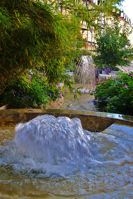 Sprudelbrunnen und Fontaine