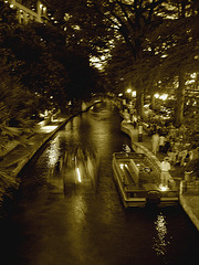 River walk by the night / San Antonio, Texas. USA - Sepia