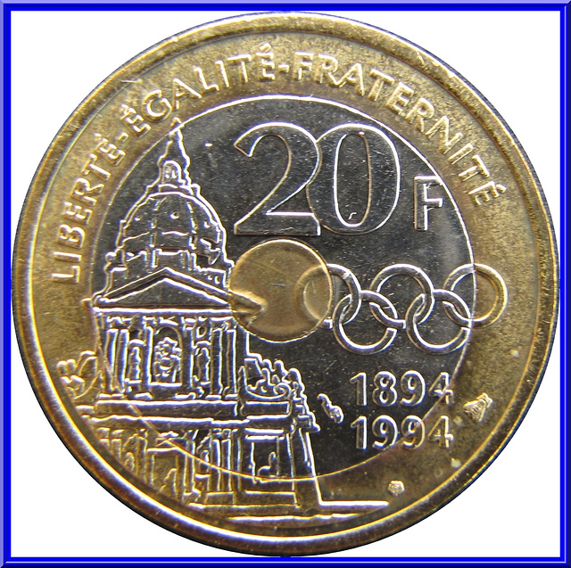 20 Francs Commémorative 1994 Envers