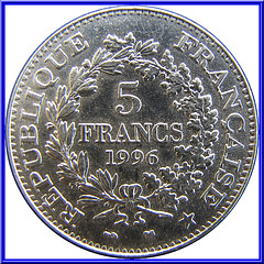 5 Francs Hercule 1996 Envers