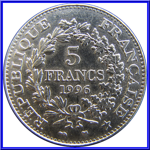 5 Francs Hercule 1996 Envers