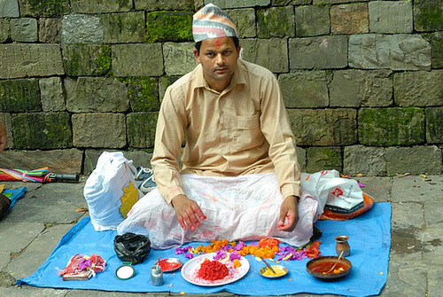 Tilaka given on the way to the Dakshin Kali temple