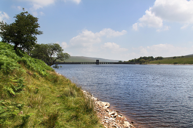 Behind the dam