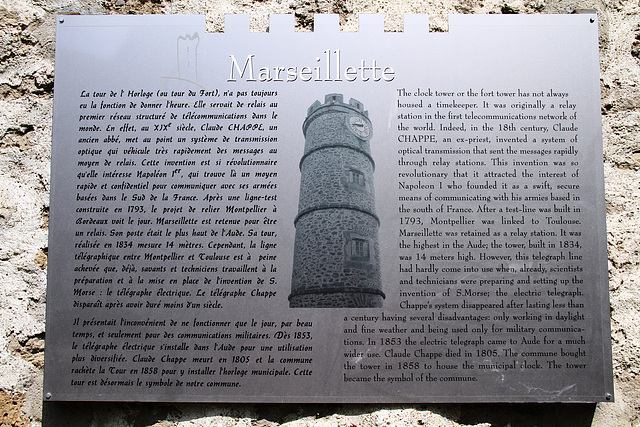 Tour de l'horloge à Marseillette