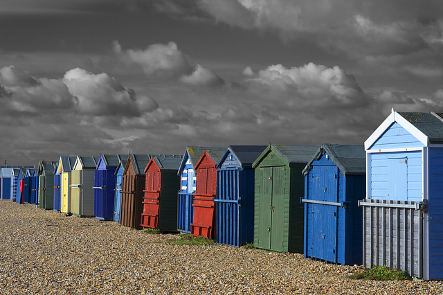 Beach Huts under a mono sky!