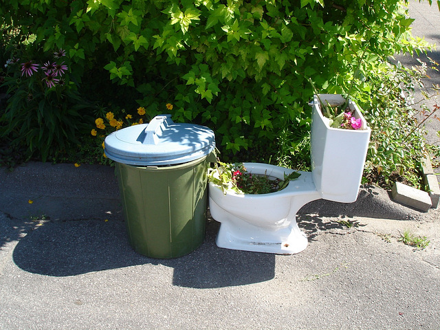 Bol de toilette botanique avec poubelle / Botanical toilet bowl & garbage