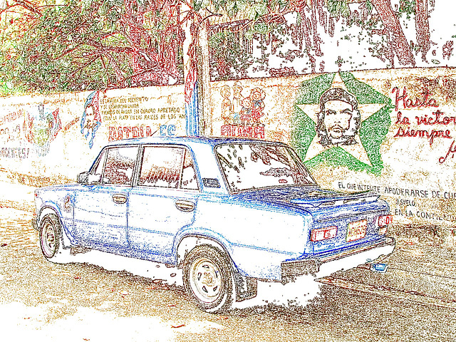 Che Guevara dans son monde de contours couleurs