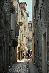 Narrow  alleyway historic city centre of Trogir