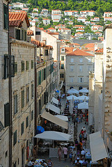 Vista down to the old city of Dubrovnik