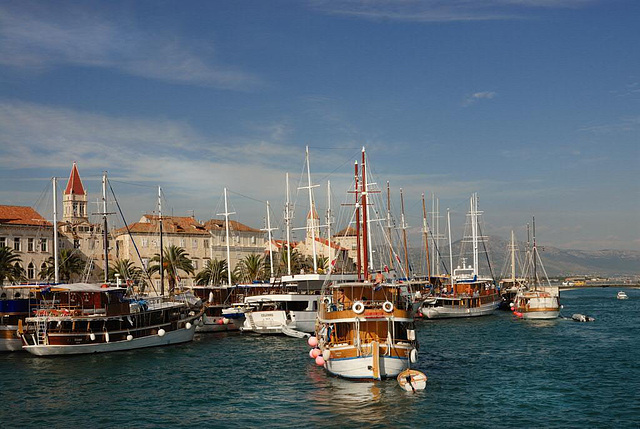 Yachts at the Trogir pier