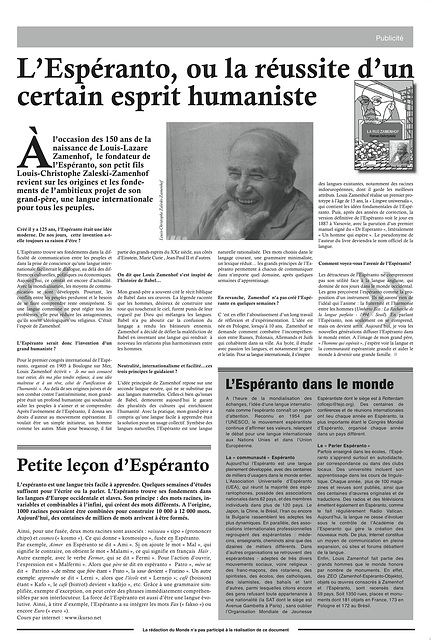 Le Monde, Zamenhof-Tago 15.12.2010_2 Le Monde, Zamenhof-Tago 15.12.2010_2