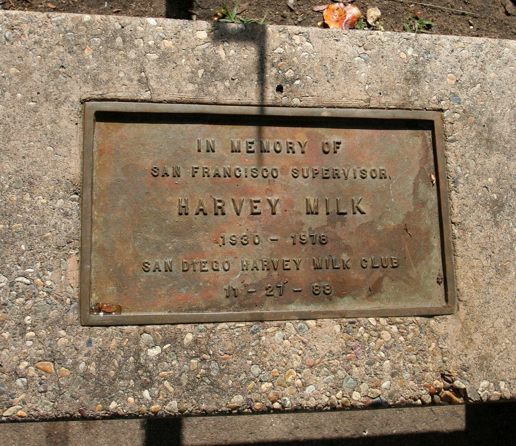 Bench Plaque for Harvey Milk in Balboa Park (8068)