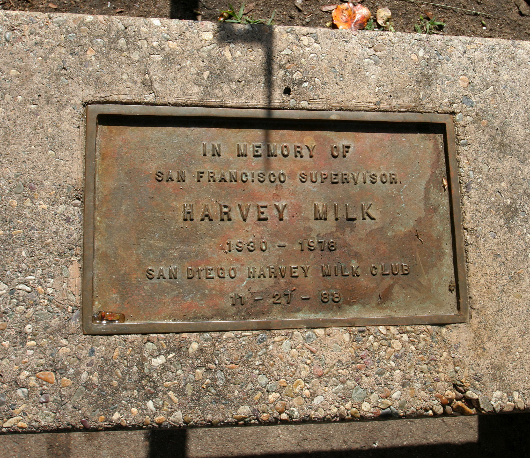 Bench Plaque for Harvey Milk in Balboa Park (8068)
